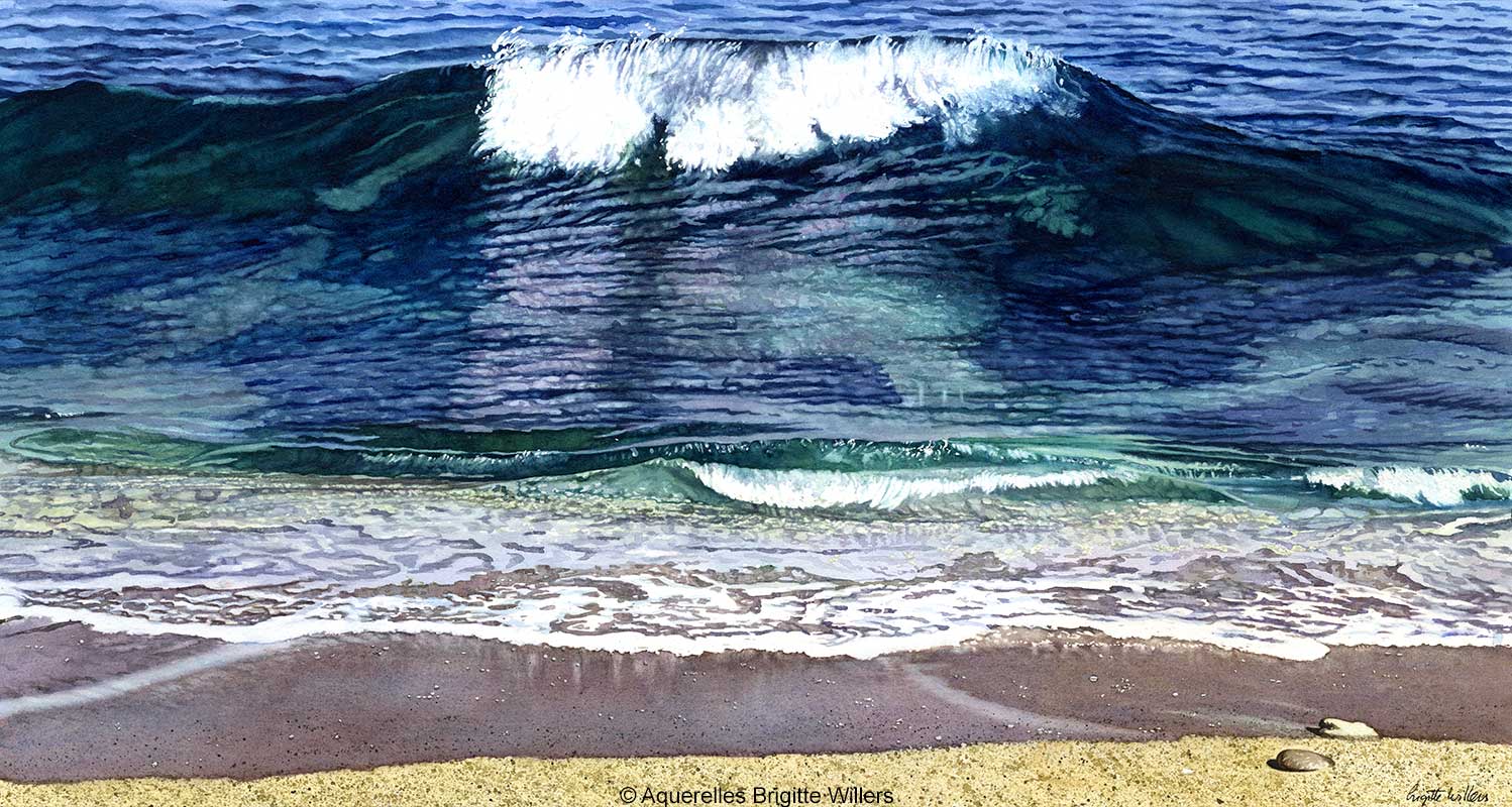 De la vague a l'âme (38 x 71 cm)<br/>© Aquarelle Brigitte Willers.